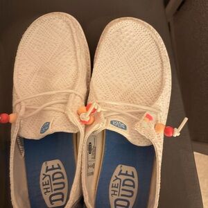 Hey Dude White Shoes with Colorful Accents